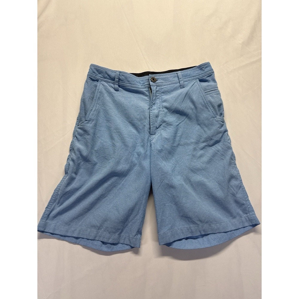 Lululemon Men's Light Blue Casual Shorts Size 32-34 Logo Athletic Zip Fly